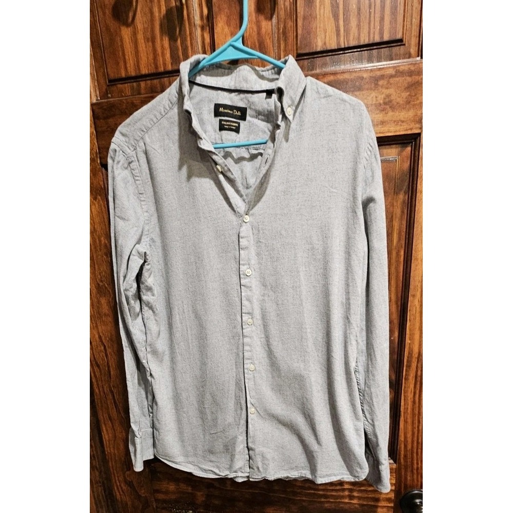 Massimo Dutti Mens Italian Fabric Textured Marble Button Up Shirt Blue Size M